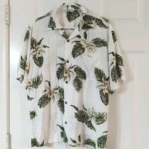VTG Tropical Group Hawaiian Shirt Men’s XL White Floral Camp Shirt 100% Rayon